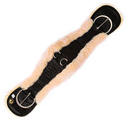 Merauno® Sangle de selle Western en laine d'agneau de qualité - Forme anatomique concave spéciale pour une meilleure adhérence - Couleur : naturel, noir, marron, anthracite