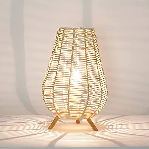 Lampada da tavolo Nathye stile moderno elegante design boho a forma di cesto di vimini E14 H:29 cm ideale per il soggiorno camera da letto