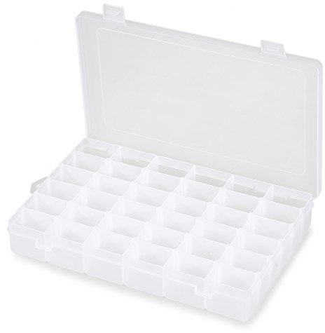 Caja organizadora de joyería de plástico transparente de 36 rejillas, caja de almacenamiento transparente con compartimentos extraíbles ajustables para joyas, pendientes, collares, flores secas