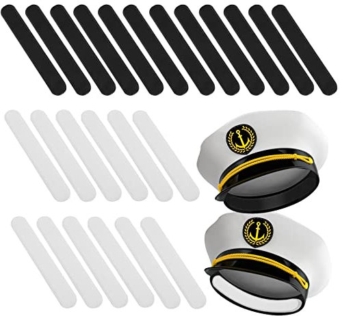 24Pièces Réducteur de Taille de Chapeau, Bande de Taille Chapeau Bandeau de Transpiration en Mousse Autocollante Reducteur de Tête Chapeau pour Ajuster des Chapeaux Casquette de Homme Femme,Noir Blanc