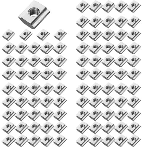 VORXEON 100pcs Nutsteine Set T-Nut M5 Nut 6 2020 Gleitmuttern-T Nutenstein Set TypB Kohlenstoffstahl Für Aluminiumprofil-Extrusionsschlitz