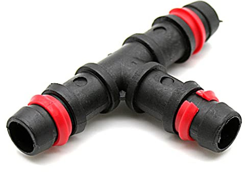 DOJA Barcelona | T Riego 16mm | Pack 25 | Conectores T para Manguera de Riego por Goteo | Ø 16mm | con Anillas Seguridad | Accesorios Riego por Goteo | para Manguera Jardin, Tubo Riego, Riego Huerto