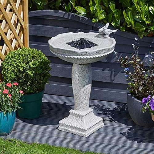 Garden Mile® Bird Bath Table Water Feature Fountain for Garden | Freestanding 2 Tier Cascade Patio Lawn Centrepiece (Feathered Friends)
