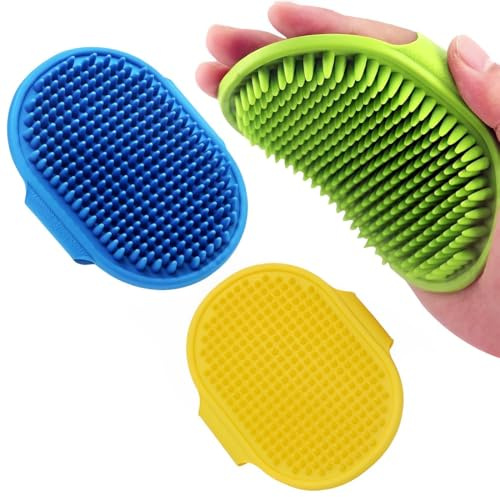 BIRLOZA 3 spazzole per il bagno per cani shampoo per animali domestici pettine in gomma con manico regolabile per cani e gatti a pelo lungo