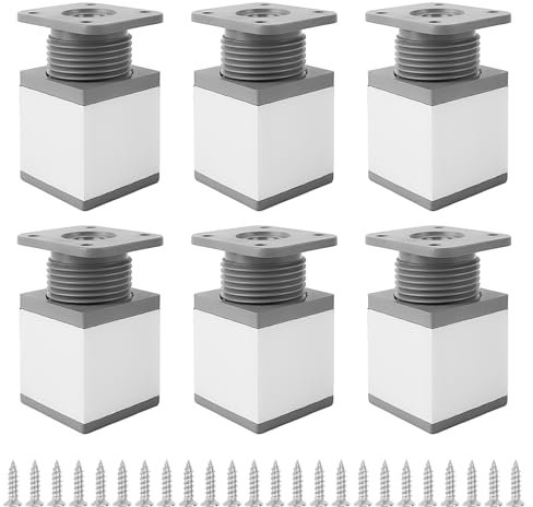 6 Piezas Patas Regulables para Muebles, Patas Mueble de 40 × 40 × 50 mm (Ampliables 15 mm), Patas Regulables para Muebles Ajustables de Aleación de Aluminio, Patas para Mesas, Patas para Sofas (6)