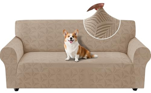 Ystyle Housse Canapé 3 Places, Universelle Élastique Sofa Cover, Kaki | Housse De Canapé Extensible avec Accoudoirs, Protege Canape Antidérapante Antisalissure, Couverture Canape Lavable