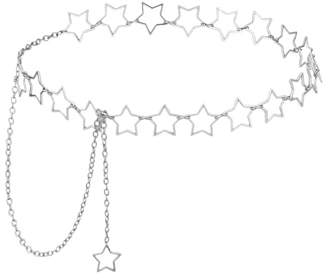 BOHUIZ Cadena de cintura de estrella de metal para mujer, cinturón de cadena ajustable con borla larga, cadenas de vientre occidentales de moda, cinturón para mujeres, niñas, vestidos, faldas, jeans