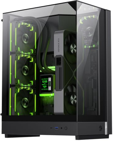 GAMEMAX T20 BK Case PC Gaming M-ATX 270° Vetro Temperato 90° Mainboard GPU Verticale 2×120mm ARGB 360mm Radiator SFX BTF-Ready PC Nero per RGB Gaming