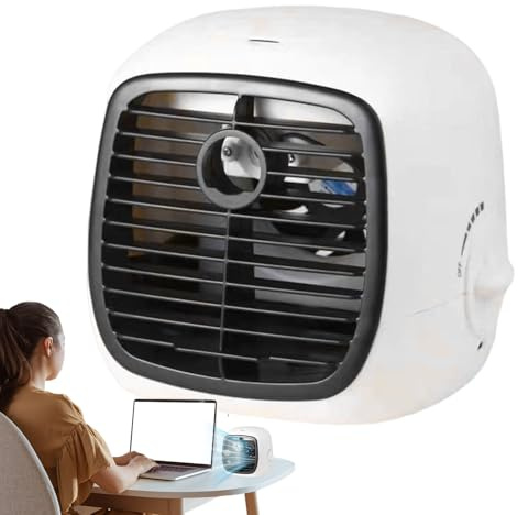 Bärbar luftkonditionering, USB tyst kylluftfuktare, multifunktionell stationär luftkylare för tält, skrivbord, skola, trädgård, utomhusgym, resor, 20 x 18 x 17,5 cm