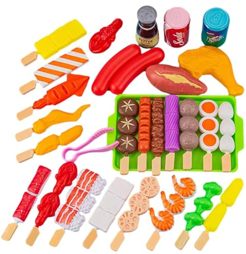 Jouet Barbecue Enfant et Accessoires, Jeu Barbecue Enfant, Coloré Jouet Alimentaire Réaliste BBQ, Accessoires de Cuisine, Jeux de Rôle Éducatif pour Garçons et Filles 3+