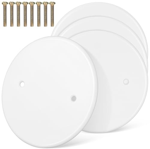 Toddmomy 4 Pack Round Ceiling Hole Covers Blank Ceiling Rose Cover Plates Flat Electrical Round Plate Covers 11.00Cm X 11.00Cm X 0.20Cm for Homes Offices Light Fixtures