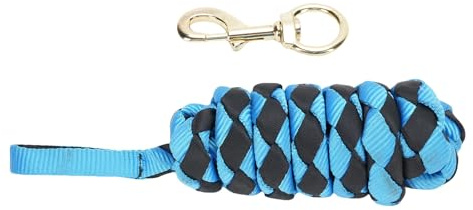 Fdit Horse Lunge Line, Training Rein with Comfortable Grip for Horse Training and Grooming, Nylon Straps (Light Blue Black)