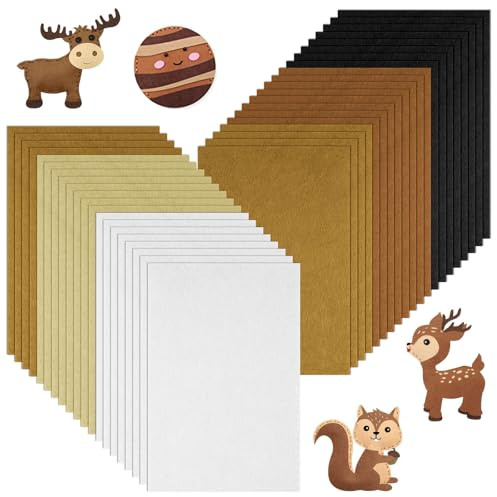 Ainiv 40 st färgade filttyg, 30 x 20 cm tyger gör-det-själv hantverk sömnad lapptäcke, mjuka tjocka filtar, tyglakan, filthantverk 5 färger polyesterark för konst och gör-det-själv-hantverk-brun serie | 5 färger, tyg för gör-det-själv-hantverksprojekt, sömnad, lapptäcke, mjukt och tjockt
