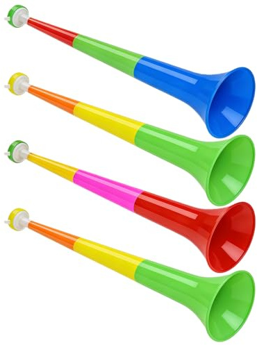 BORFUE 4 trombe vuvuzela in plastica per creatore di rumore, corno da stadio, pieghevoli, per calcio, sport, tifo