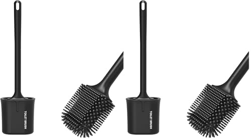 Ibergrif M34156B Escobillas de Baño Silicona, Escobilla WC, Negro (Paquete de 2)