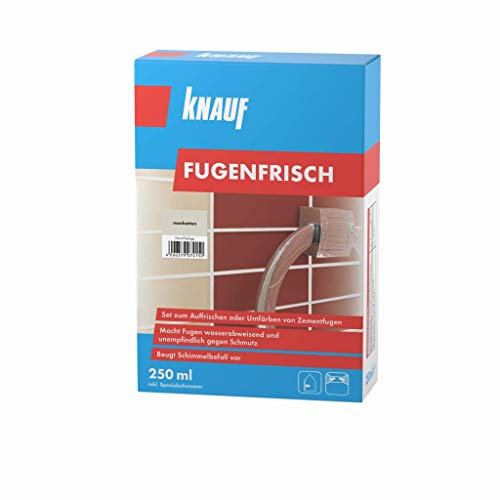 Knauf Fugen-Frisch zur Farb-Auffrischung alter Fugen – Spezialanstrich zum Auffrischen oder Färben verblasster Zement-Fugen: der Spezial-Reiniger beugt Schimmelpilz-Befall vor, Manhatten-Grau, 250-ml