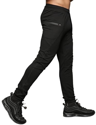 MAIKANONG Mens Slim Joggers Tapered Sweatpants Gym Workout Pants for Running Athletic Casual Black