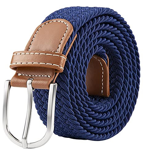 Yangbaga Stretchgürtel Damen Komfortabel Elastische Geflochtener Stretch Gürtel für Damen und Herren （105-125cm (dunkelblau)