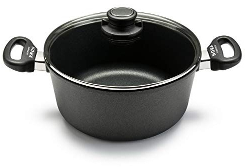 NOWA Aluguss Kochtopf mit Glas-Deckel (24 cm Ø) – Antihaftbeschichteter Topf (11 cm Innenhöhe) mit backofenfesten Griffen (bis 280 °C) für alle Herdarten geeignet – auch induktionsgeeignet