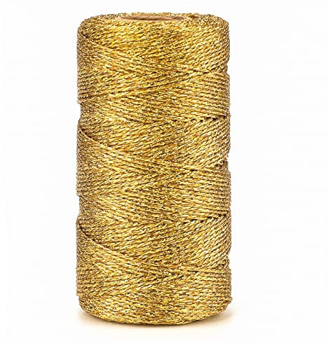 jijAcraft 1,5mm Gold Schnur, Kordel Gold Metallic, 100M Goldfaden DIY Bastelschnur für Weihnachten Dekoration, DIY Basteln, Geschenkverpackung