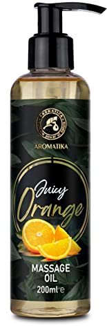 Aceite Masaje Naranja 200ml - 100% Puro - Cosmética Natural - Aceite de Aroma Suave de Masaje Corporal de Naranja - Aroma Relajante - Buen Sueño - Calmante