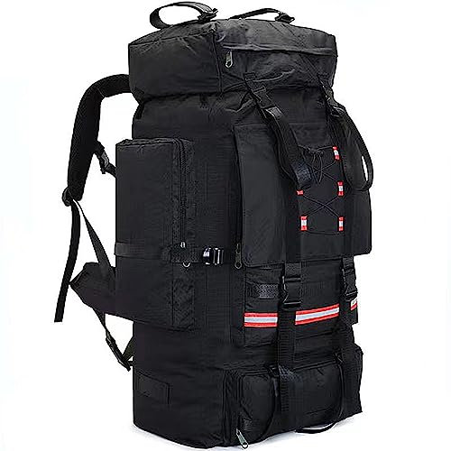 Grand Sac À Dos De Randonnée 130L Militaire Armee Sac A Dos Tactique Etanche Sacs A Dos Survie Camouflage pour Homme Femme Voyage Camping Chasse Alpinisme Trekking Sport Plein Air Schwarz