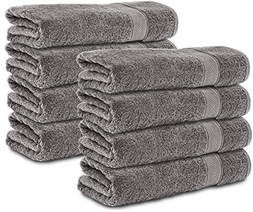 Komfortec 8er Handtücher 50x100 cm Set aus 100% Baumwolle, Frottee, Weich, Anthrazit Grau