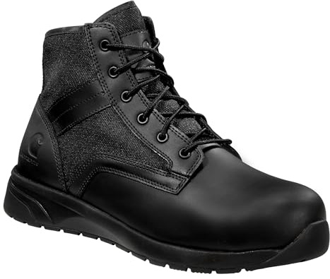 Carhartt Force Lightweight Sneaker Boots - Full-Grain Leather, Soft Round Toe, Slip-Resistant with FastDry Technology - Black - 11 W
