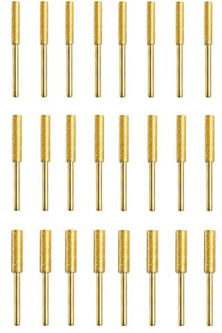 Afilador de cadena de motosierra, cabezales de lijado de diamante con revestimiento de titanio, 3 tamaños diferentes: 4 mm, 4,8 mm, 5,5 mm, adecuado para pulir cadenas de motosierras y jade y vidrio