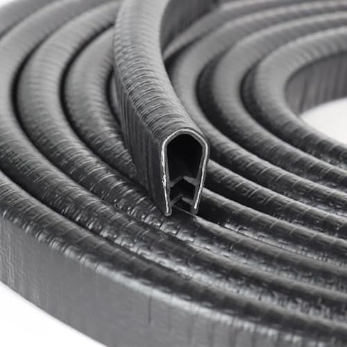 Rubber Edge Trim, U Channel Edge Trim with Metal Clips Edge Guard Protector, PVC Rubber Seal Strip for Sheet Metal, Car Doors, Hatches, Table Corners, Fit 3/64 to 1/4(1.2mm-6.4mm), 10Ft, Black