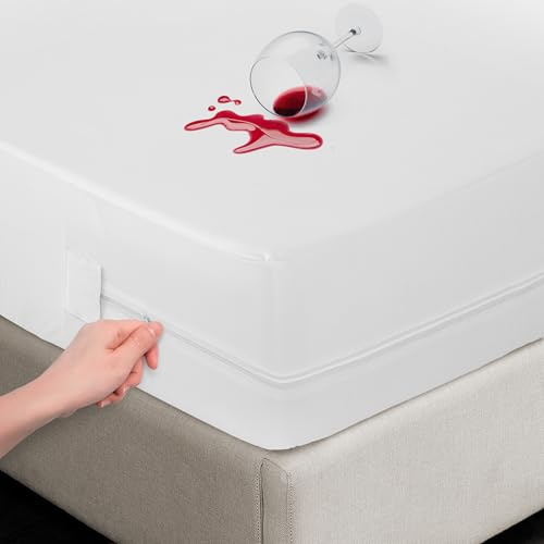 LUX Décor Queen Zippered Mattress Encasement - Bed Bug Proof, 100% Waterproof Mattress Protector - 14 Inches Deep All Sided Cover, Noiseless - 60X80