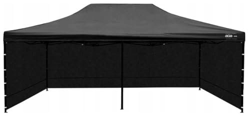 BDW - Zelt - Partyzelt - für Garten, Terasse, Messe - Pavillon Wasserdicht, Stabil - Faltpavillon - Gartenpavillon - 3 Pavillon Seitenteile Inklusive - Pavillon Faltbar 3 x 6 m - Schwarz