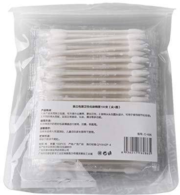 Hisopo de algodón Q Tips 10 piezas de bastoncillos de algodón natural envueltos individualmente, puntas de algodón de doble punta para el cuidado de la belleza del oído, kit de limpieza para el hogar,