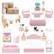 28Pcs Wooden Dollhouse Furniture Set, Kids Pretend Play Doll House Miniature Accessories with 5 Room Kit Including Living Room Kitchen Dining Room Bedroom Bathroom Play Education Toy for Boys Girls