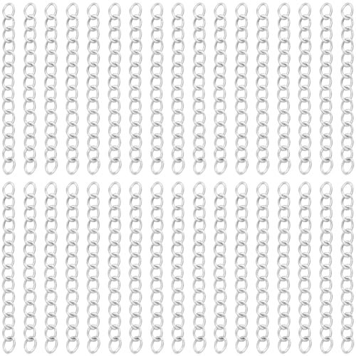 Beebeecraft 1 caja de 100 hilos Extensor de Cadena de Plata Cadenas de Extremo de Pulsera 304 cadenas de Extensión de Acero Inoxidable Extensores de Cadena de Joyería para Hacer Joyas Collares