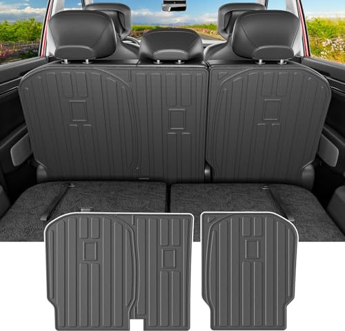 powoq 6&7 Seats Cargo Mat Compatible with 2024-2026 KIA EV9 Trunk Liner 2nd Backrest Mat TPE Cargo Liner Trunk Mat Replacement for 2024 2025 2026 KIA EV9 Accessories