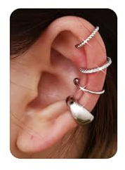 Habselikob 4Pcs Ear Cuff Orecchini Clip Donna Ragazze Regolabile Orecchini Senza Buco Oro 14K Earcuffs Non Piercing per Cartilagine
