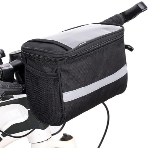 Vhtanop 4.2L Sacoche Guidon Velo Impermeable, Sacoche de Guidon Vélo avec Support Telephone Étanche, Panier Velo Avant Accessoires, Écran Tactile Sacoche Avant Velo20×16×10 cm