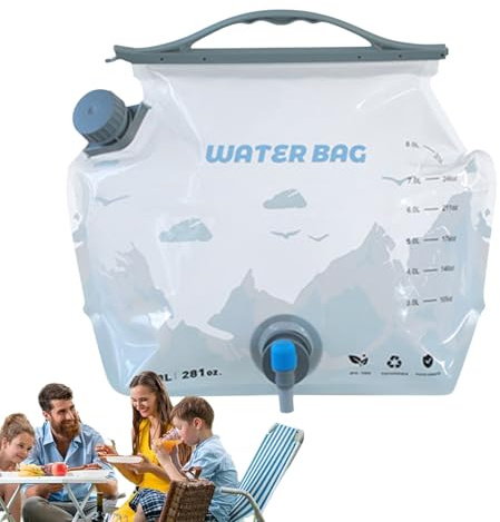 Vattenblåstank, dricksvattenblåsa, PET, PE, PA Vikbar 8 L läckagesäker bärare för, trädgård, fordon, vandring, utomhus, preppers, bilar, resor och brandförebyggande, 41 x 31 cm