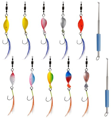 Bofanze Pack of 10 Trout Baits 5 g Twist Spoons Trout Blinker Trout Fishing Spoons Artificial Bait Spinner Blinker Set Twister Fishing Accessories Trout Fishing Twister Spoons for Fishing Lovers