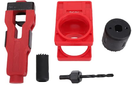 Fydun Door Mortising Tool Spherical Lock Installation Kit Hole Saws Red for 1-3/4 1-3/8 Inch Thick Doors