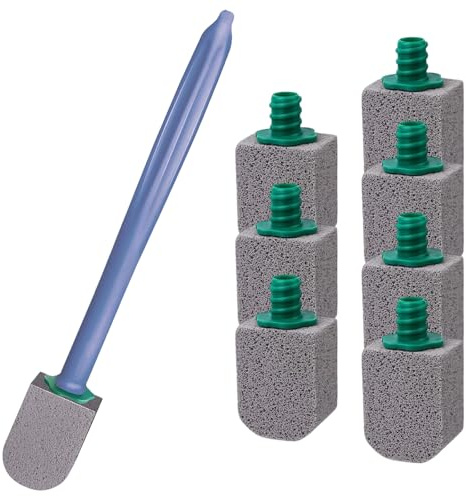 Pumice Stone for Toilet, Cleaning Stone with Handle, Effective Remove Thick Limescale from Toilet, Bathrooms, Kitchen Sinks (8 Gray)