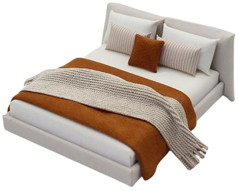 Casas de muñecas en miniatura para dormitorio, cama doble con ropa de cama, modelo de muebles para exhibición de escenas realistas de 1/20, accesorios de casa de muñecas