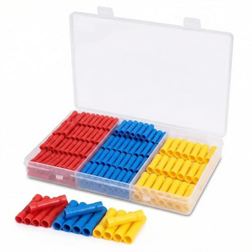 Kievano Juego de 220 conectores de 0,5 – 6 mm², aislados con caja, conectores de cable rojo/azul/amarillo, surtido para coche, electricidad, hogar