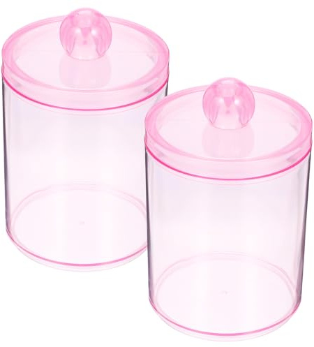 MOTHNUR Juego De 2 Frascos De Baño Tapa, Soporte Para Hisopos De Algodón, Dispensador Transparente Para Discos De Algodón y Cosméticos, Protección Antipolvo y Antihumedad, Para Tocador