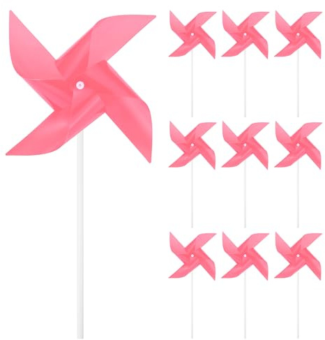 M METERXITY 10-Pack Quattro Pale Girandola Arcobaleno 11 Pollici Spinner Vento Plastico Per Decorazioni Feste/Giardino/Cortile gioco Spinner Vento [Rosa]