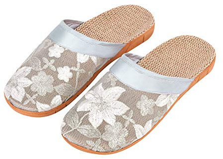 Femmes Sabots Mules Respirant Léger Pantoufles de Jardin en Lin Chaussures de Plage Antidérapant avec Brodé Fleur Sandales d'été Confortable pour Bureau Maison Intérieur ou Extérieur 39-40 Noir
