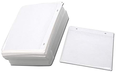 Tulead 100pcs Double Sided Binder Sleeves CD DVD Sleeves Non-Woven Disc Sleeves White