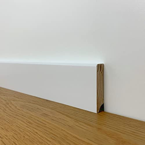 24 m Trevendo® Sockelleiste Echtholz weiß modern cube 16 x 58 x 2400 mm
