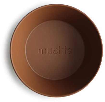 Mushie Dinnerware Bowls for Kids | Tableware Set of 2 | Reusable BPA Free | Dishwasher & Microwave Safe | Made in Denmark | Round (Caramel)